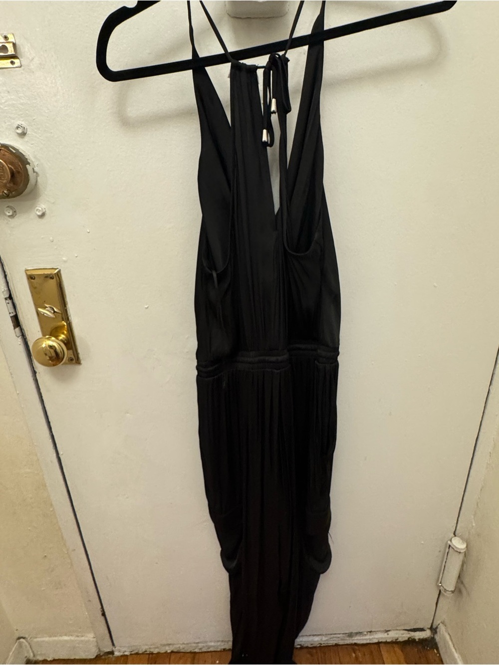 Steve Madden Black Halter Cowl-Neck Wide-Leg Jumpsuit - Picture 3 of 5